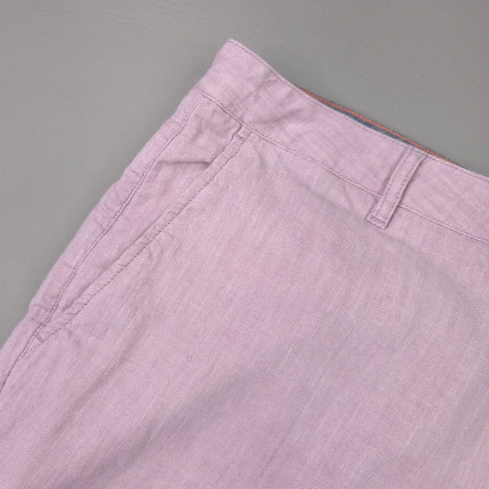 Faherty Shorts Mens 36 Pink Linen Cotton Stretch‎ Chino 7 Inch Summer Casual